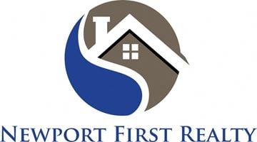 Fullerton apartment for rent - A logo for Newport First Realty featuring a house and swoosh design.