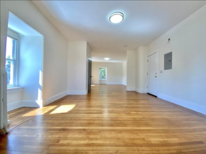 Philadelphia apartment for rent - a living room with white walls and a wooden floor