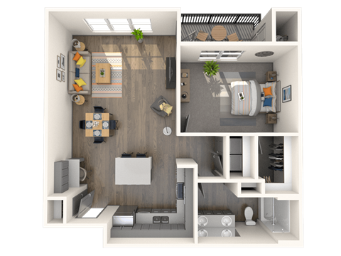 Floor plan for 1 bed, 1 bath, 824 sqft