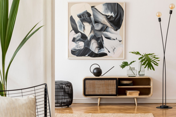 Sandy Springs apartment for rent - a living room with a couch and a painting on the wall