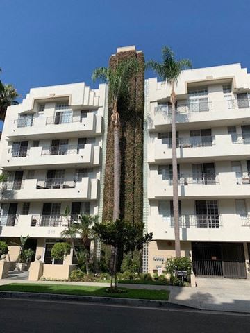 Los Angeles apartment for rent - a tall white building with palm trees in front of it