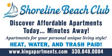 Akron house for rent - a poster for shoreline beach club with a sailboat and the words discovering beach
