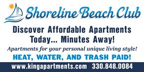 Akron apartment for rent - a poster for shoreline beach club with a sailboat and the words discovering beach