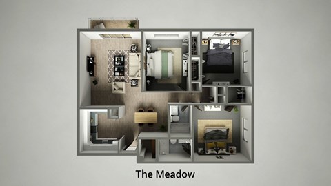 Floor plan for 3 beds, 2 baths, 1180 sqft