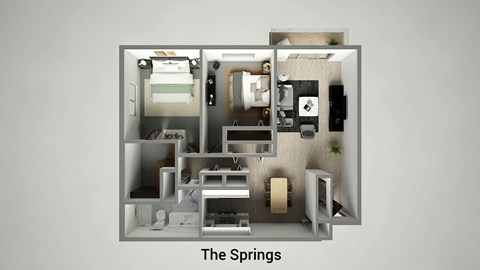 Floor plan for 2 beds, 1 bath, 1090 sqft