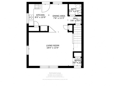 Floor plan for 3 beds, 1.5 baths, 1275 sqft