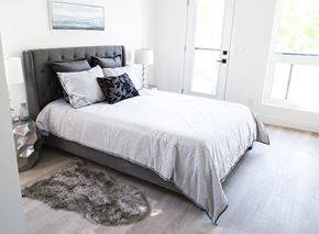 Winnipeg apartment for rent - a bedroom with a bed and a rug