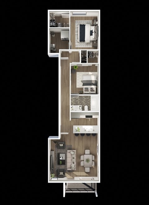 Floor plan for 2 beds, 1 bath, 1100 sqft