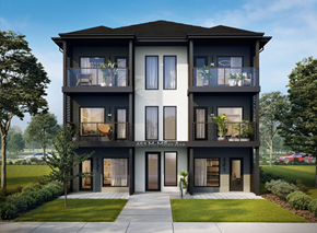 Winnipeg apartment for rent - a rendering of a three story apartment building with a sidewalk and grass