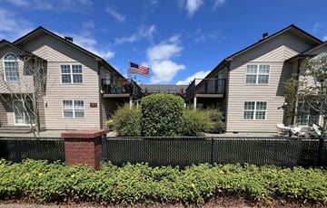 Longview apartment for rent - A row of houses with a flag on the second one.