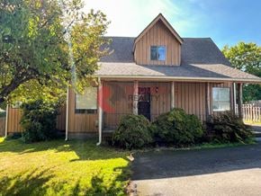 Longview house for rent - A house with a brown facade and a red sign on the front.