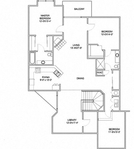 Floor plan for 3 beds, 2 baths, 1670 sqft