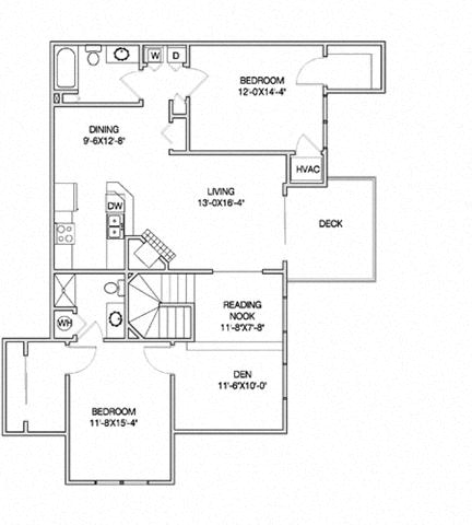 Floor plan for 2 beds, 2 baths, 1405 sqft