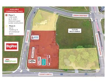 Waunakee apartment for rent - A map shows a commercial space available for rent at the corner of Simon Crestway and Peacock Valley.