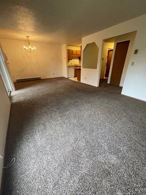 Fargo apartment for rent - an empty living room with a carpeted floor