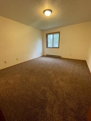 Fargo apartment for rent - an empty room with a window and a carpet