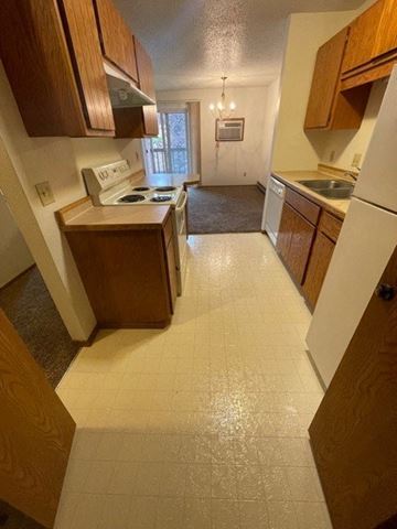 Fargo apartment for rent - a kitchen with a stove and a sink