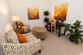 Orlando apartment for rent - a living room with couches and a dining room table