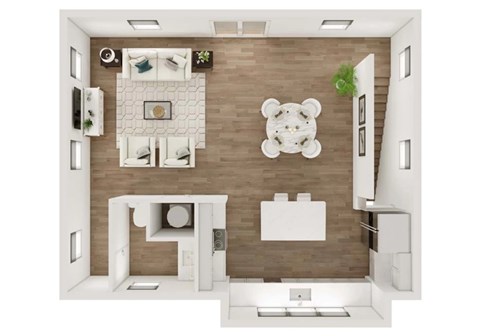 Floor plan for 1 bed, 1.5 baths, 1184 sqft