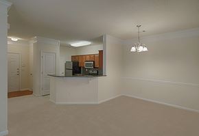 Columbus apartment for rent - A kitchen area with a counter and cabinets.