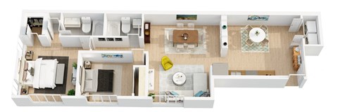 Floor plan for 2 beds, 2 baths, 1119 sqft
