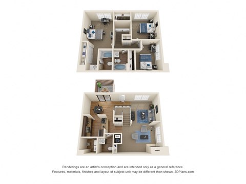 Floor plan for 3 beds, 2.5 baths, 1488 sqft