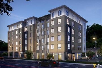 Fall River apartment for rent - a rendering of an apartment building on a city street
