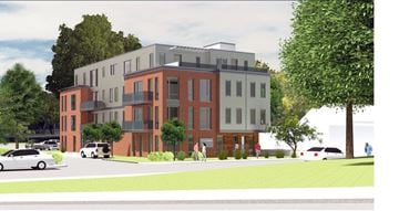 Dorchester apartment for rent - a rendering of a three story building on a street corner