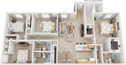 Floor plan for 4 beds, 3 baths, 1570 sqft