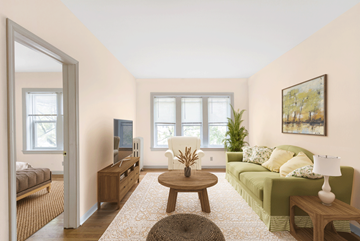 Chicago apartment for rent - a living room with a green couch