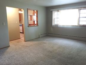 Fargo apartment for rent - a bedroom with a carpeted floor and a window