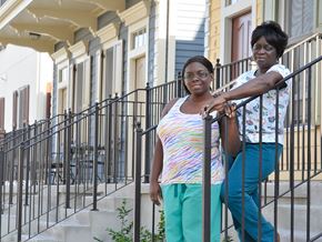 New Orleans apartment for rent - Front balconies with people outside_Lafitte,New Orleans, LA