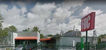 Miami apartment for rent - The FDC sign is red and white.