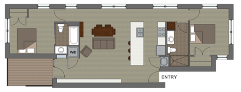 Floor plan for 2 beds, 2 baths, 946 sqft