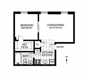 Brooklyn apartment for rent - a floor plan of a small house with bedrooms and a living room