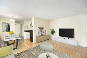 Denver apartment for rent - a living room and dining room with a television