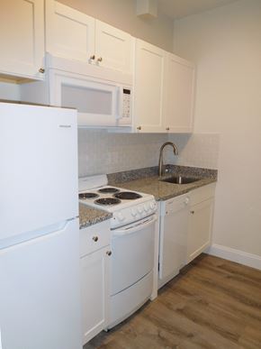 Allston apartment for rent - Renovated Kitchen with White Cabinets and White Appliances, Dishwasher Included