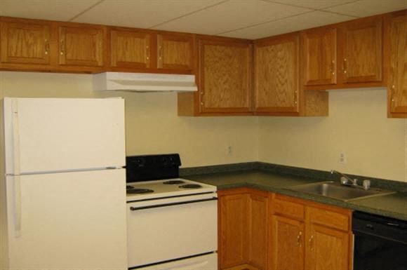 Worcester apartment for rent - a kitchen with a stove and a refrigerator