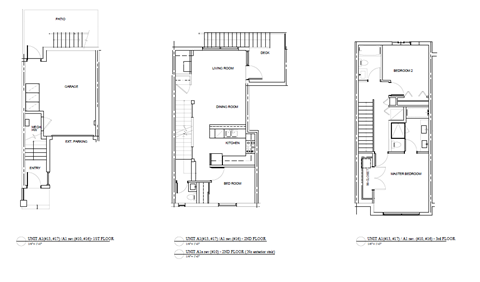 Floor plan for 3 beds, 3 baths, 1249 sqft