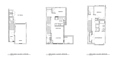 Floor plan for 3 beds, 3 baths, 1249 sqft