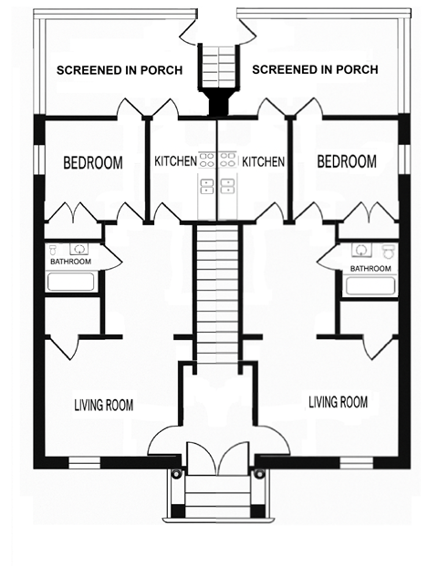 Floor plan for 1 bed, 1 bath, 700 sqft