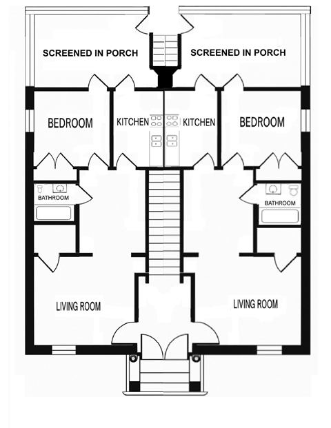 Floor plan for 1 bed, 1 bath, 700 sqft
