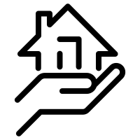 Milwaukee apartment for rent - A black and white image of a hand holding a house.