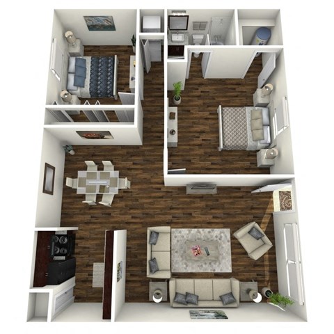 Floor plan for 2 beds, 1 bath, 1081 sqft