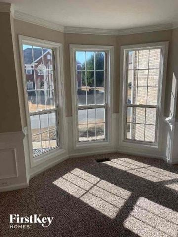 Conyers house for rent - a living room with three windows and a carpet