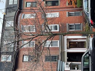 Boston apartment for rent - A tree in front of a red brick building.