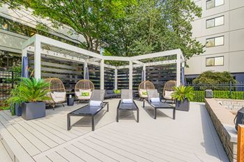 Poolside cabanas with luxury seating