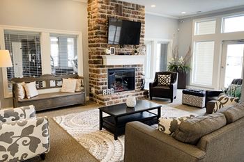 Clubroom with fireplace