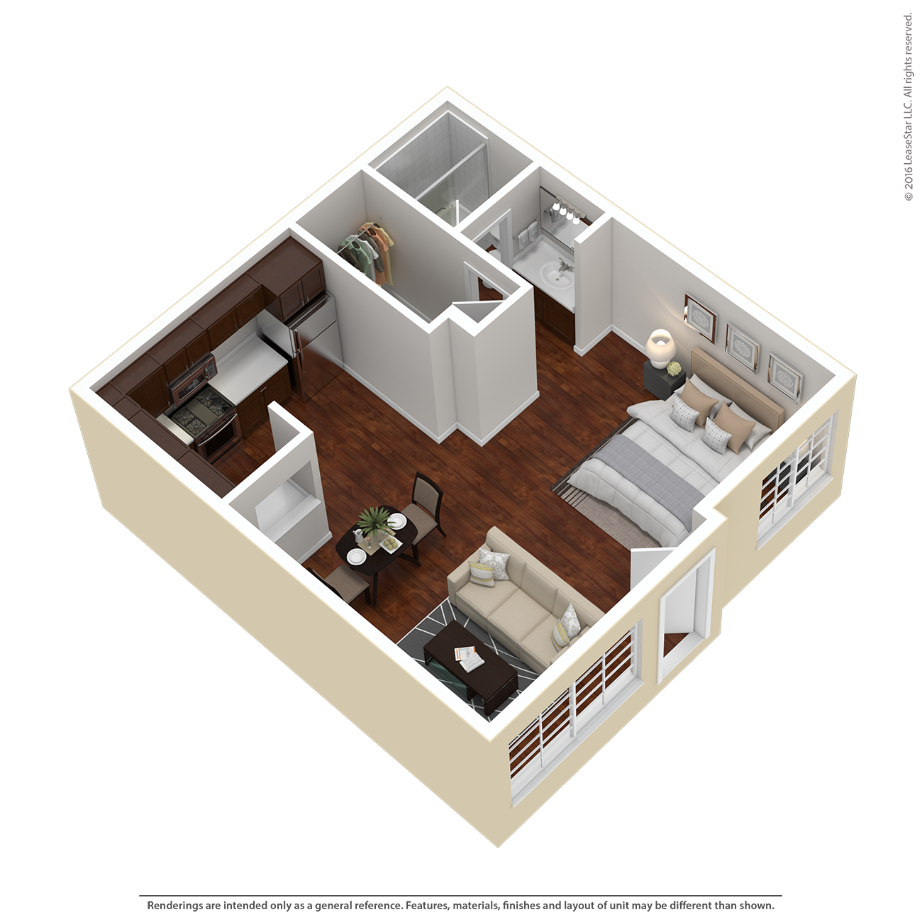 Floor plan for studio, 1 bath, 468 sqft