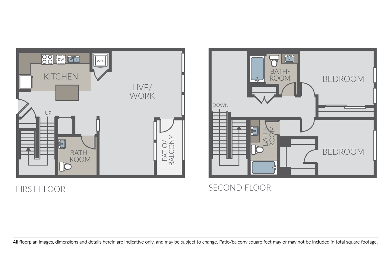 Floor plan for 2 beds, 2.5 baths, 1479 sqft